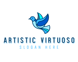 Blue Mosaic Bird logo design