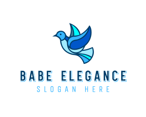 Blue Mosaic Bird logo design