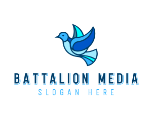 Blue Mosaic Bird logo design