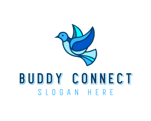 Blue Mosaic Bird logo design