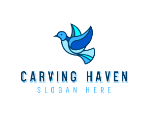 Blue Mosaic Bird logo design