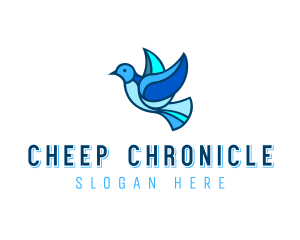 Blue Mosaic Bird logo design