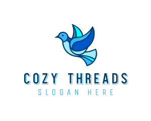 Blue Mosaic Bird logo design