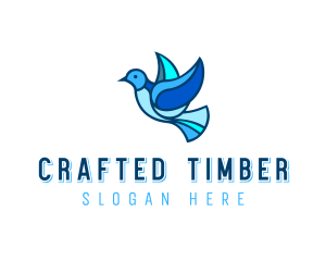 Blue Mosaic Bird logo design