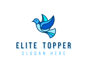 Blue Mosaic Bird logo design