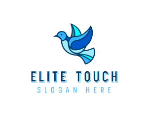 Blue Mosaic Bird logo design