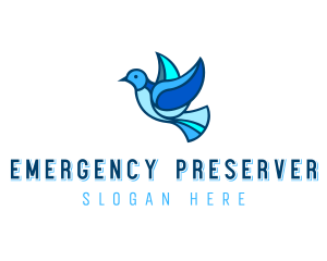 Blue Mosaic Bird logo design