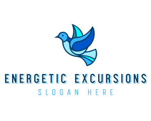 Blue Mosaic Bird logo design