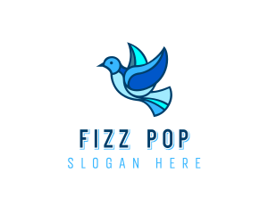 Blue Mosaic Bird logo design