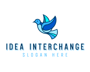 Blue Mosaic Bird logo design