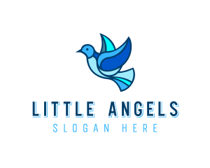 Blue Mosaic Bird logo design