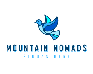 Blue Mosaic Bird logo design