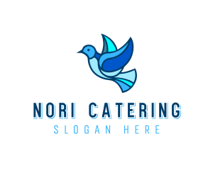 Blue Mosaic Bird logo design