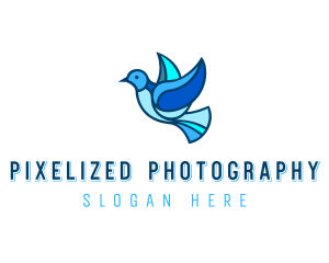 Blue Mosaic Bird logo design