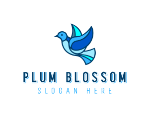 Blue Mosaic Bird logo design