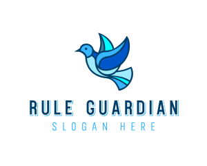 Blue Mosaic Bird logo design