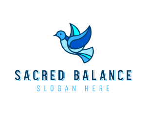 Blue Mosaic Bird logo design