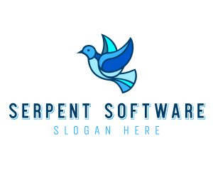 Blue Mosaic Bird logo design