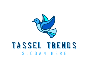 Blue Mosaic Bird logo design