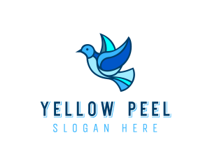 Blue Mosaic Bird logo design