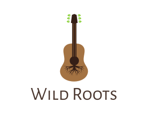 Leaf Roots Guitar logo design