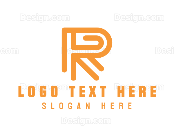 Modern Stripe Stroke Letter R Logo