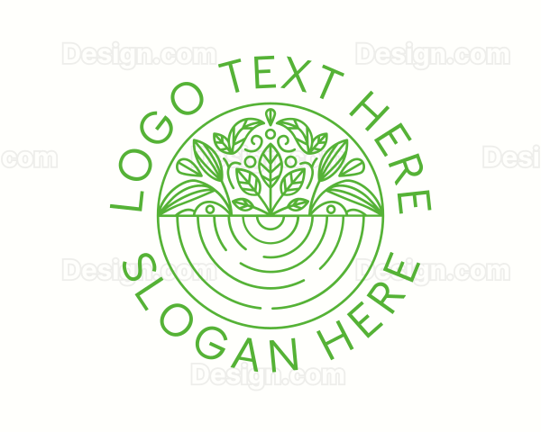 Organic Leaf Emblem Logo