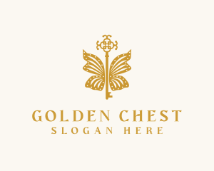 Golden Butterfly Wing Key logo design