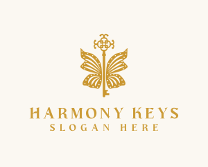 Golden Butterfly Wing Key logo design