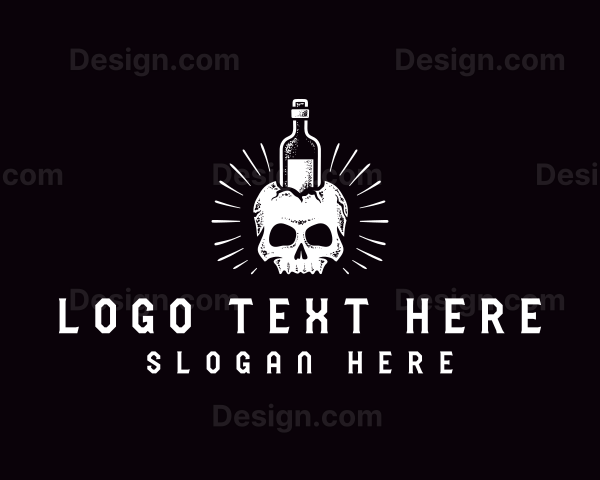 Skull Wine Bottle Logo