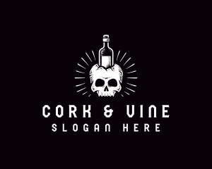 Skull Wine Bottle logo design