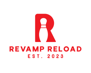 Red R Bowling Pin logo design