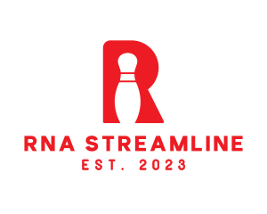 Red R Bowling Pin logo design