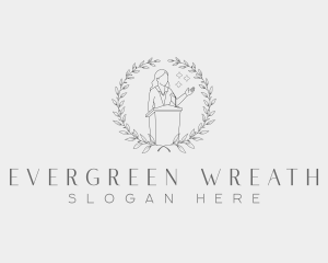 Female Speaker Wreath logo design