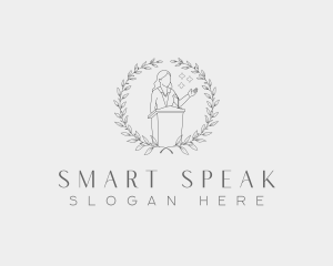 Female Speaker Wreath logo design