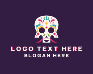 Festive Skull Moustache logo