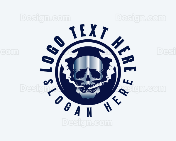 Skull Smoking Cigarette Logo