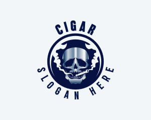 Skull Smoking Cigarette logo design