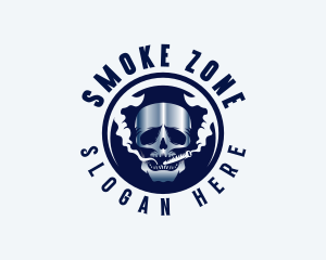 Skull Smoking Cigarette logo design