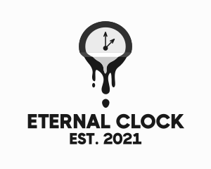 Modern Melting Clock  logo design