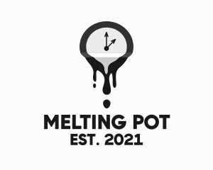 Modern Melting Clock  logo design