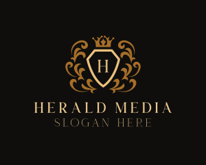 Heraldic Shield Crown Royalty logo design