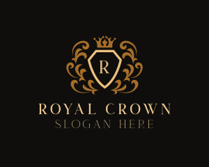 Heraldic Shield Crown Royalty logo design