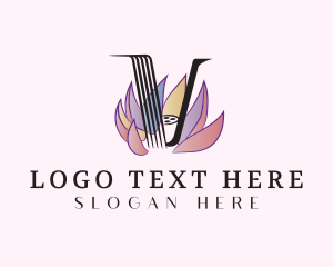 Lotus Flower Letter V logo