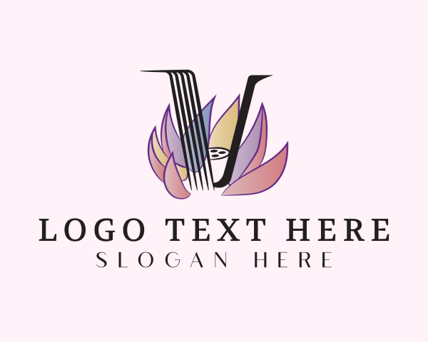 Lotus Flower Letter V logo