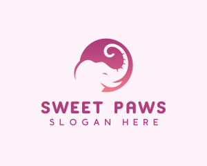 Cute Elephant Trunk logo design