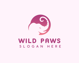 Cute Elephant Trunk logo design