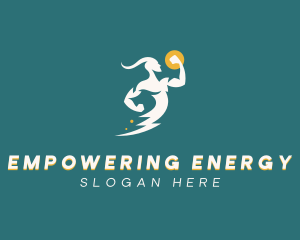 Lightning Bolt Energy Man logo design