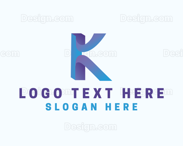 Gradient Modern Letter K Logo