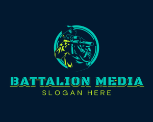 Soldier Shooting Rifle logo design